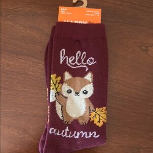 Adorable Fox Autumn Socks Brand New